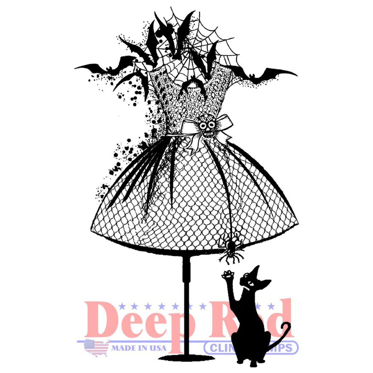 Deep Red Stamps Halloween Dress Form Rubber Cling Stamp 2 x 3.1 inches